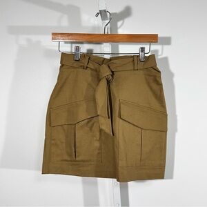 Zara Utility Belted Mini Skirt – Khaki Cargo Pockets Women’s XS (26” Waist)